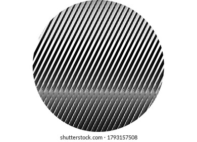 Abstract halftone lines circle background, geometric dynamic pattern, sign, symbol, emblem, vector modern design texture.