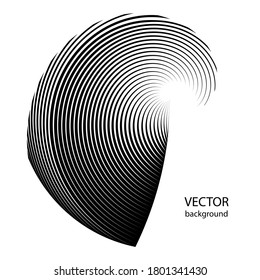 Abstract halftone lines circle background, geometric dynamic pattern, vector modern design texture.