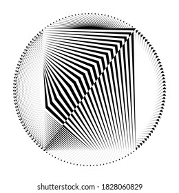 Abstract halftone lines circle background, minimal geometric dynamic pattern, vector modern design texture.