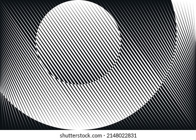 Abstrakte Halbtonlinien kreisen Hintergrund, geometrisches dynamisches Muster, Vektordesign-Struktur.