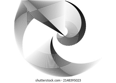 Abstract halftone lines circle background, geometric dynamic pattern, vector modern design element.