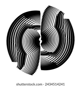 abstract halftone lines circle background, geometric dynamic pattern, vector design element