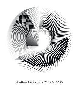 abstract halftone lines circle background, geometric pattern, vector design sign, symbol, decorative element