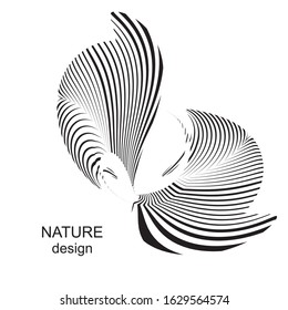 Abstract halftone lines exotic floral background, geometric dynamic pattern, vector modern design texture.