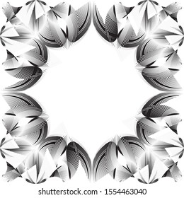 Abstract halftone lines floral background, geometric dynamic pattern, vector modern design texture for card, cover, frame, decoration.