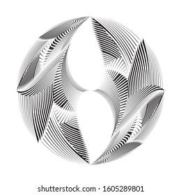 Abstract halftone lines floral background, geometric dynamic pattern, vector modern design texture.