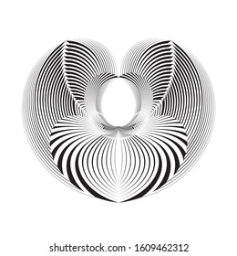 Abstract halftone lines floral background, geometric dynamic pattern, vector modern design sign, symbol, emblem, decoration.