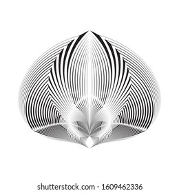Abstract halftone lines floral background, geometric dynamic pattern, vector modern design sign, symbol, emblem, decoration.