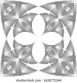 Abstract halftone lines floral background, geometric seamless pattern, vector modern design texture.