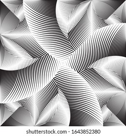 Abstract halftone lines floral background, creative geometric pattern, vector modern design texture.