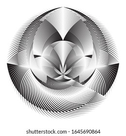 Abstract halftone lines floral background, creative geometric pattern, vector modern design sign, symbol, emblem, decorative element.