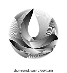 Abstract halftone lines floral background, geometric circle pattern, ornament, vector modern design texture.