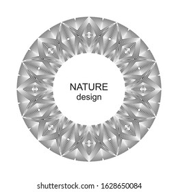 Abstract halftone lines floral circle background, geometric dynamic pattern, vector modern design element.