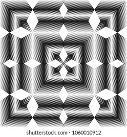 Abstract halftone lines geometric seamless pattern. Vector modern design background.