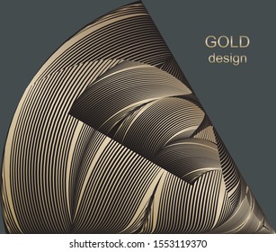 Abstract halftone lines gold background, geometric dynamic pattern, vector modern design texture for card, banner, cover, decoration.