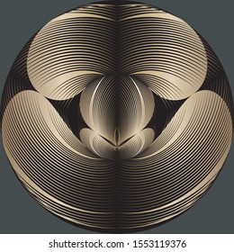 Abstract halftone lines gold background, geometric dynamic pattern, vector modern design texture for card, banner, cover, decoration.
