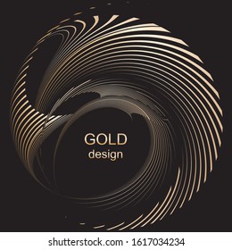 Abstract halftone lines gold background, geometric dynamic pattern, vector modern design texture.