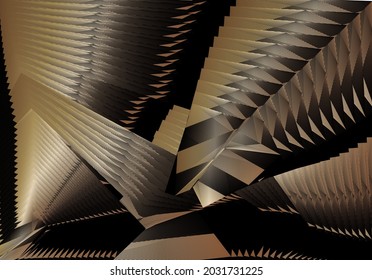 Abstract halftone lines gold black background, geometric dynamic pattern, vector modern design texture.