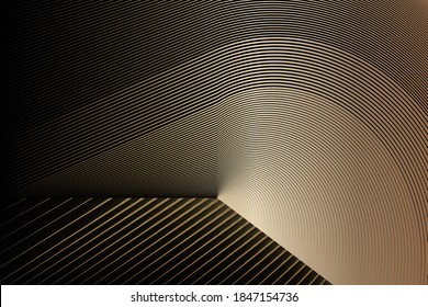 Abstract halftone lines gold metallic effect background, geometric dynamic pattern, vector modern design texture for card, cover, poster, decoration.