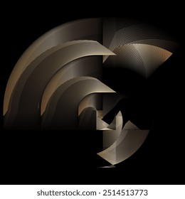 abstract halftone lines golden background, minimal geometric black gold dynamic pattern, vector modern design element
