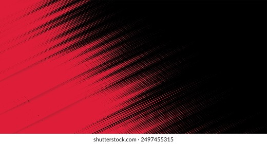 Abstract halftone lines in red and black, grunge dots, vector illustration.