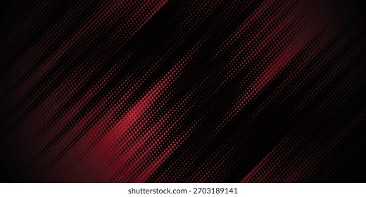 Abstract halftone lines in red and black, grunge dots, modern