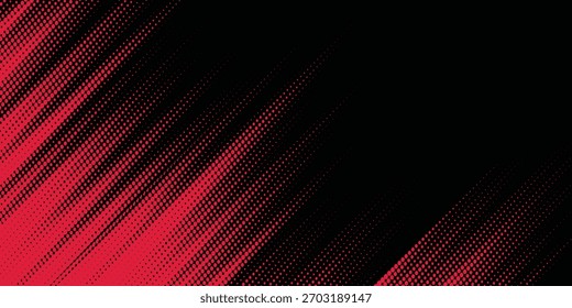 Abstractas líneas semitonales en rojo y negro, puntos grunge, Ilustración vectorial.