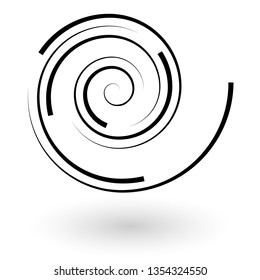 Abstract halftone lines spiral background. Vector geometric swirl pattern.