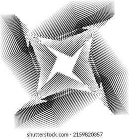 Abstract halftone lines square background, geometric dynamic pattern, vector modern design element.