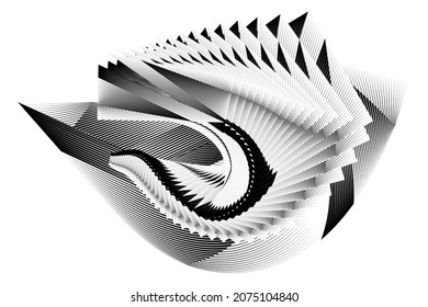 Abstrakte Halbtonlinien Wellenhintergrund, kreatives geometrisches dynamisches Muster, Vektordesign-Textur.