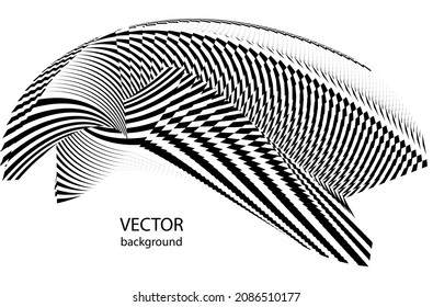 Abstrakte Halbtonlinien Wellenhintergrund, geometrisches dynamisches Muster, Vektordesign-Textur.
