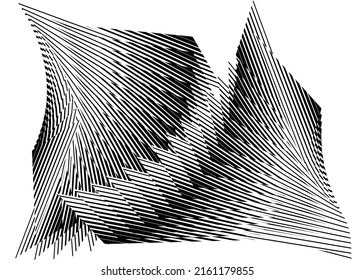 Abstrakte Halbtonlinien Wellenhintergrund, geometrisches dynamisches Muster, Vektordesign-Textur..