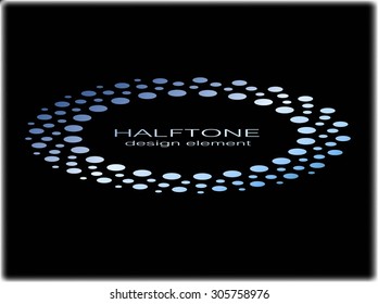 Abstract Halftone Logo Design Element, black background vector illustration