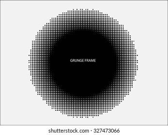 Abstract halftone logo design element in the form of a circle  grunge frame
