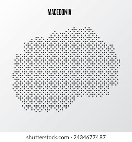 Mapa abstracto de Macedonia en semitono aislado sobre fondo blanco. Ilustración de vector