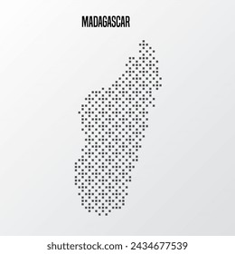 Abstract halftone Madagascar map isolated on white background. Vector illustration