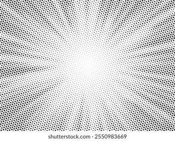 Abstract halftone manga comic effect banner with speed rays in retro style. black action line speed effect. cartoon dotted stripes for decoration.