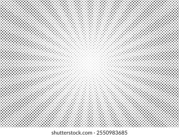 Abstract halftone manga comic effect banner with speed rays in retro style. black action line speed effect. cartoon dotted stripes for decoration.