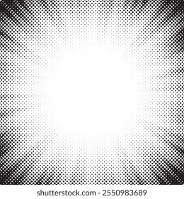 Abstract halftone manga comic effect banner with speed rays in retro style. black action line speed effect. cartoon dotted stripes for decoration.