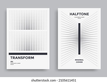 Abstract halftone minimal posters with lines and squares. Geometric composition for flyer. Vector illustration
