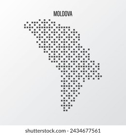 Abstract halftone Moldova map isolated on white background. Vector illustration