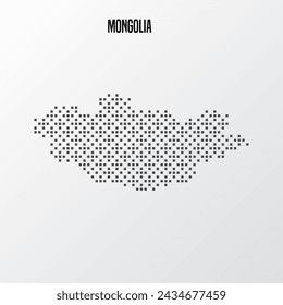 Mapa abstracto de Mongolia en semitono aislado sobre fondo blanco. Ilustración de vector