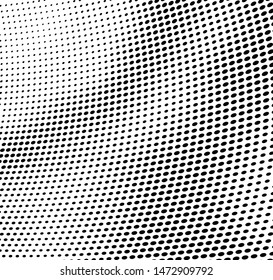 Abstract halftone monochrome. Chaotic wave of dots. Gradient texture black and white