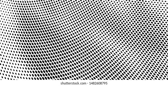Abstract halftone monochrome. Chaotic wave of dots. Gradient texture black and white