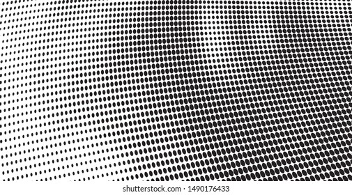 Abstract halftone monochrome. Chaotic wave of dots. Gradient texture black and white