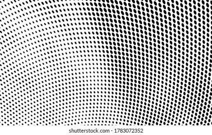 Abstract halftone monochrome. Chaotic wave of dots. Gradient texture black and white