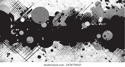 Abstract halftone monochrome dotted pattern.