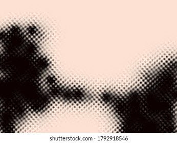 Abstract halftone monochrome gradient dotted pattern on beige background. Vector pop art illustration.
