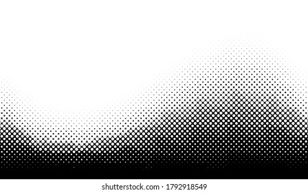 Abstract halftone monochrome gradient dotted pattern like wave. Dots and circles. Vector pop art illustration.