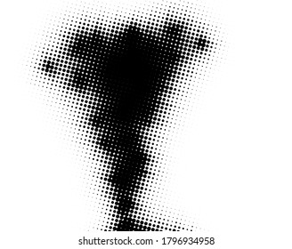 Abstraktes Halbton-Monochrome Farbverlauf-gepunktete Muster wie Tornado. Punkte und Kreise. Vektorpop-Art-Illustration.